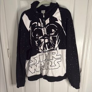 Star Wars Darth Vader Black and White Zip-Up Men's Sweater